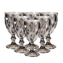 Jogo 6 Taças Diamante Vidro Grafite Perolado 340ml - VivaFlor