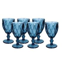 Jogo 6 Taças Diamond cor azul em vidro
