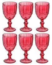 Jogo 6 Taças Diamond Design Elegante Vinho Agua 320 ML Vermelho Jogo 6 Taças Diamond Design Elegante Vinho Agua 320 ML Vermelho