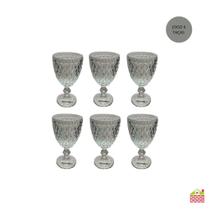 Jogo 6 Taças Diamond Luxo Cinza/ Fume Vinho, Agua, Suco 325ML Vidro Premium Jogo 6 Taças Diamond Luxo Cinza/ Fume Vinho, Agua, Suco 325ML Vidro Premium