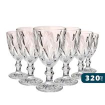 Jogo 6 Taças Diamond Para Agua e Vinho 320 ml Transparente Bali - Art Brink