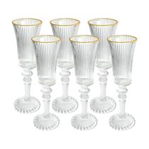 Jogo 6 Taças Graffiato De Vidro Com Borda Dourada Luxo 150ml