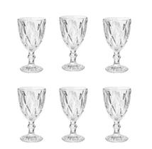 Jogo 6 Taças Luxo Vidro transparente 340ml Estilo Bico de Jaca Diamante Elegante para Mesa Posta Jogo 6 Taças Luxo Vidro transparente 340ml Estilo Bico de Jaca Diamante Elegante para Mesa Posta
