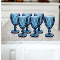 Jogo 6 Taças Modelo Diamante Azul em Vidro 330ml - Casita Jogo 6 Taças Modelo Diamante Azul em Vidro 330ml - Casita