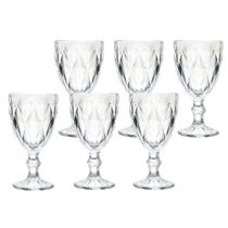 Jogo 6 Taças Modelo Diamante Em Vidro - 320ml