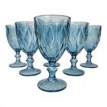 Jogo 6 Taças Modelo Diamate Azul em Vidro 340ml Diamond - Original Line