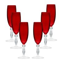 Jogo 6 Taças para Champagne Montis Vermelha de Vidro Pasabahçe 355ML