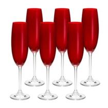 Jogo 6 Taças Para Champanhe 220ml Linha Anna Cristal Ecológico Vermelho Bohemia Jogo 6 Taças Para Champanhe 220ml Linha Anna Cristal Ecológico Vermelho Bohemia