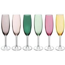 Jogo 6 Taças para Champanhe Flute 220ml Cristal Color Colibri Bohemia Jogo 6 Taças para Champanhe Flute 220ml Cristal Color Colibri Bohemia