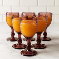 Jogo 6 Taças Roxas/Marsala Bico de Jaca em Vidro 234ml