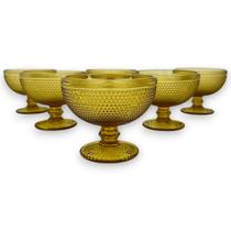 Jogo 6 Taças Sobremesa Bolinhas Vidro Âmbar 350ml Mesa Posta Jogo 6 Taças Sobremesa Bolinhas Vidro Âmbar 350ml Mesa Posta