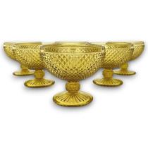 Jogo 6 Taças Sobremesa Vidro Âmbar Bico de Jaca 312ml Mesa Jogo 6 Taças Sobremesa Vidro Âmbar Bico de Jaca 312ml Mesa