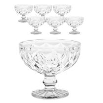 Jogo 6 Taças Sobremesas De Vidro Diamond Diamante 320ml