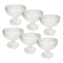 Jogo 6 Taças Sobremesas De Vidro Diamond Diamante 320ml