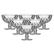 Jogo 6 Taças Sobremesas Vidro 335 ML Diamante Transparentes