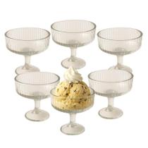 Jogo 6 Taças Tigela Sobremesa Vidro Sorvete Doces Canelada Bulk Versalhes 300ml