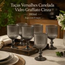 Jogo 6 Taças Versalhes 390ml Canelada em Vidro Graffiato Cinza Jogo 6 Taças Versalhes 390ml Canelada em Vidro Graffiato Cinza