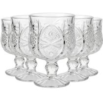 Jogo 6 Taças Vidro 330ml Copo Moderno Classico Luxo Transparente Diamante Lapidado