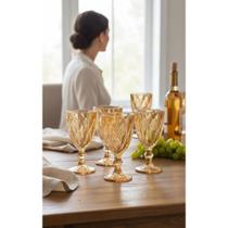 Jogo 6 Taças Vidro Âmbar 340ml Elegância e Sofisticação