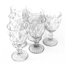 Jogo 6 Taças Vidro Diamante 240ml Mabel Transparente