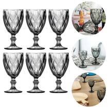 Jogo 6 Taças Vidro Diamond Taca Fume Vinho Agua Suco 340ml Jogo 6 Taças Vidro Diamond Taca Fume Vinho Agua Suco 340ml