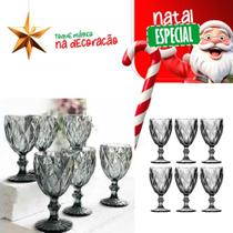 Jogo 6 Taças Vidro Diamond Taca Fume Vinho Agua Suco 340ml