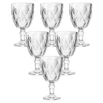 Jogo 6 Taças Vidro Diamond Transparente kit 6 Taças 340ml vinho reforçado