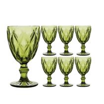 Jogo 6 Taças Vidro Diamond Verde Premium 340ml - Viva Flor