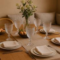 Jogo 6 Taças Vidro Drinks Coquetel Jarra Recipiente Kit Mesa Elegante Copo Bebida Água Suco Vinho