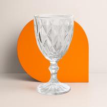 Jogo 6 Taças Vinho Água De Vidro 340ml Diamond Transparente
