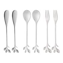 Jogo 6 Talheres de aço inox prateado Leaves Wolff Gourmet - 28838