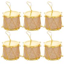 Jogo 6 Tambores Glitter Rosê Gold Iluminado LED Color Enfeite Natal - Bela Flor
