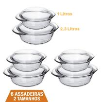 Jogo 6 Terrina 1L e 2,3L Forma Vidro Base + Tampa Marinex Jogo 6 Terrina 1L e 2,3L Forma Vidro Base + Tampa Marinex