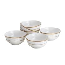Jogo 6 Tigelas, Bowls 630ml De Porcelana Alto Relevo Gold Wolff - R25053