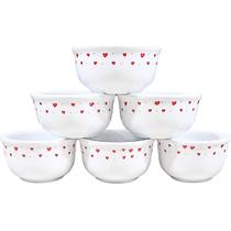 Jogo 6 Tigelas Cumbucas Sobremesa 120ml Porcelana Decorada Estampa:Poá vermelho Jogo 6 Tigelas Cumbucas Sobremesa 120ml Porcelana Decorada Estampa:Poá vermelho