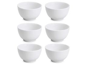 Jogo 6 Tigelas de Porcelana Branca Bowl 510ml Cumbuca Japonesa Jogo 6 Tigelas de Porcelana Branca Bowl 510ml Cumbuca Japonesa