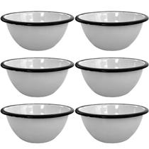 Jogo 6 Tigelas Esmaltadas Ágata 500ml Bowls para Servir Esmaltados Silva Branco