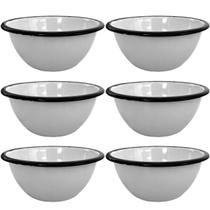 Jogo 6 Tigelas Esmaltadas Ágata 500ml Bowls para Servir Esmaltados Silva Branco
