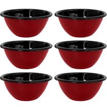 Jogo 6 Tigelas Esmaltadas Ágata 500ml Bowls para Servir Esmaltados Silva Vermelho