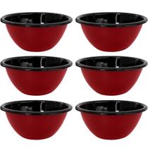 Jogo 6 Tigelas Esmaltadas Ágata 500ml Bowls para Servir Esmaltados Silva Vermelho