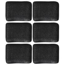 Jogo 6 Travessas Juta Preto Matte 18x14cm Sushi Cerâmica Petiscos Retangular Porto Brasil