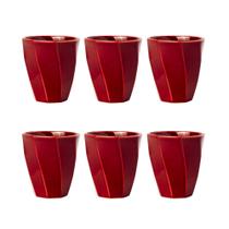 Jogo 6 un. Copo Cerâmica Louça 260ml Café Leite Chá Água Porta Objetos Escovas Kit Cores Variadas