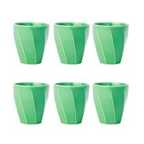 Jogo 6 un. Copo Cerâmica Louça 260ml Café Leite Chá Água Porta Objetos Escovas Kit Cores Variadas