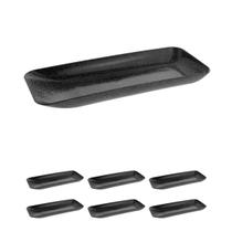 Jogo 6 Un Travessa Retangular P/ Petiscos Petisqueira Preto