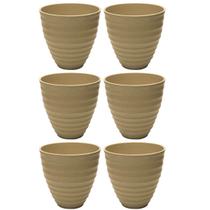 Jogo 6 Vasos Para Flores Cachepot Névoa Bege Lyor Plástico 15x7cm Decorativo