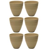 Jogo 6 Vasos Para Flores Cachepot Névoa Bege Lyor Plástico 15x7cm Decorativo