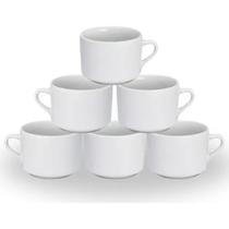 Jogo 6 Xícara Café Chá Chocolate Porcelana Branca Lisa 150ML
