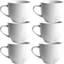 Jogo 6 Xicara Café Chá Porcelana Brancas 170ml Resistentes