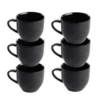 Jogo 6 Xicara Café Chá Porcelana Pretas 170ml Resistentes