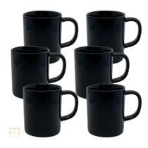 Jogo 6 Xícara Caneca Café Porcelana Preta 100ml - MUNDO DA PORCELANA LG